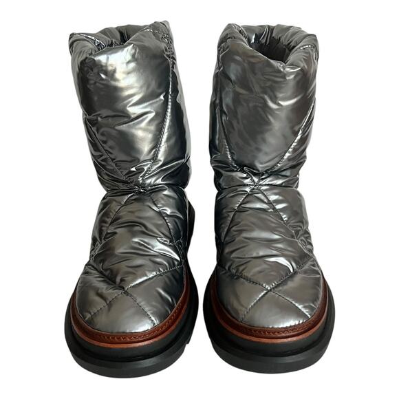 Tory Burch Sleeping Bag Quilted Puffy Platform Sliver Snow Boots Size 10.5 - Picture 4 of 15